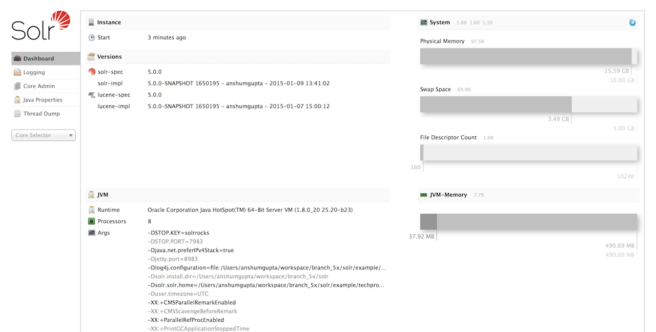 Figure 1. The Solr Admin interface