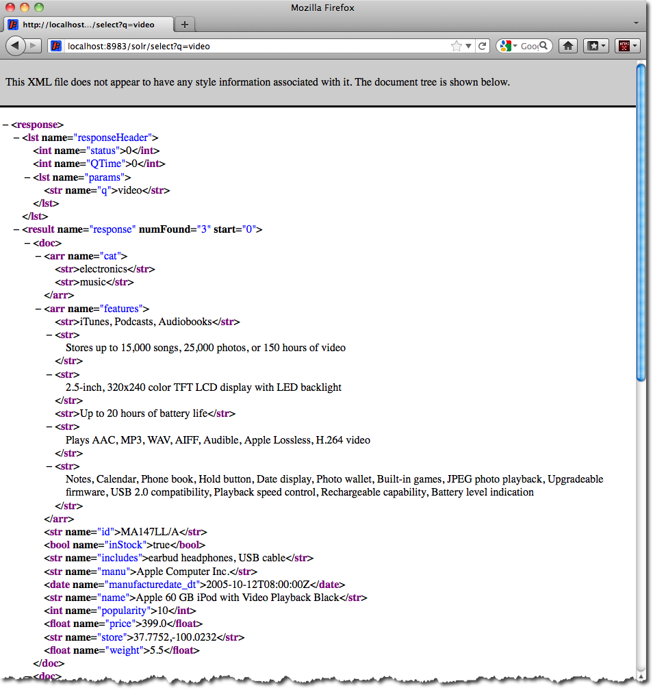 Figure2. An XML response to a query